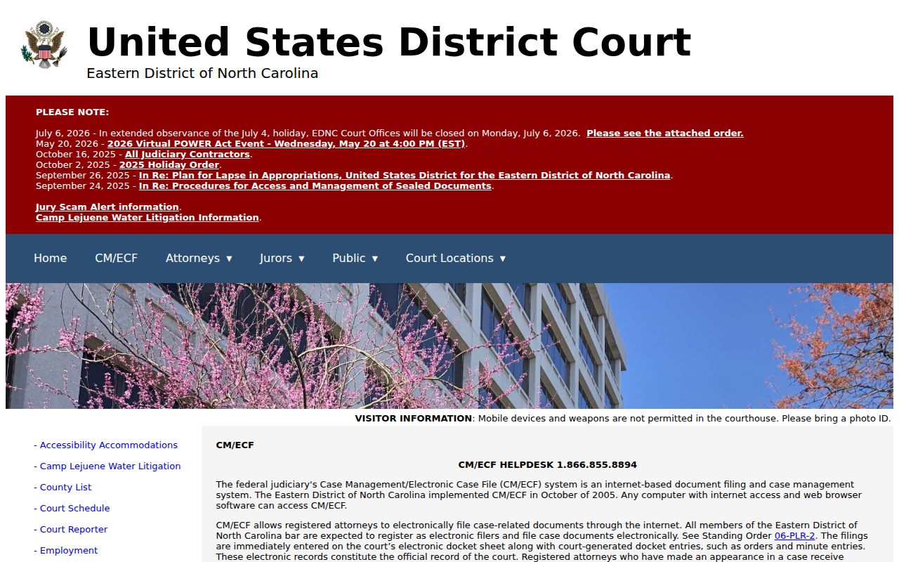 Tyrrell County case lookup distinction from EDNC CM ECF