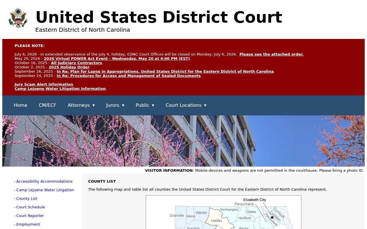 Tyrrell County case lookup federal Northern Division county map