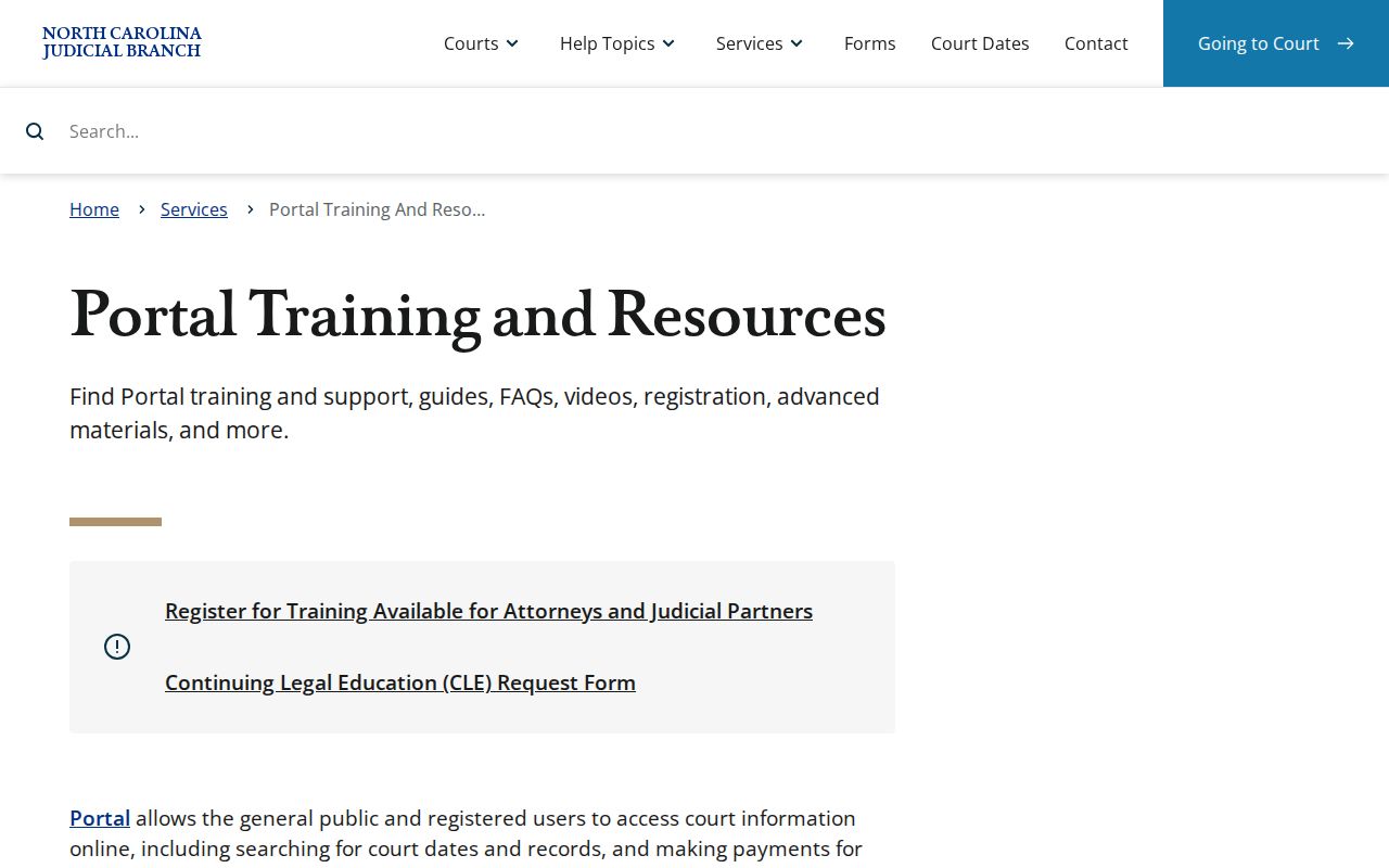 Tyrrell County case lookup Portal training and resources page