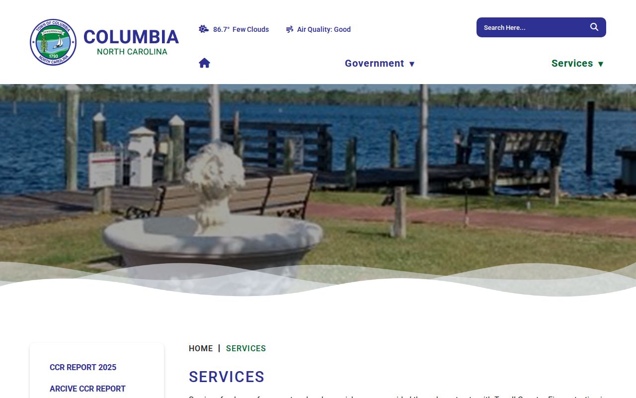Columbia court docket context from the Town of Columbia services page