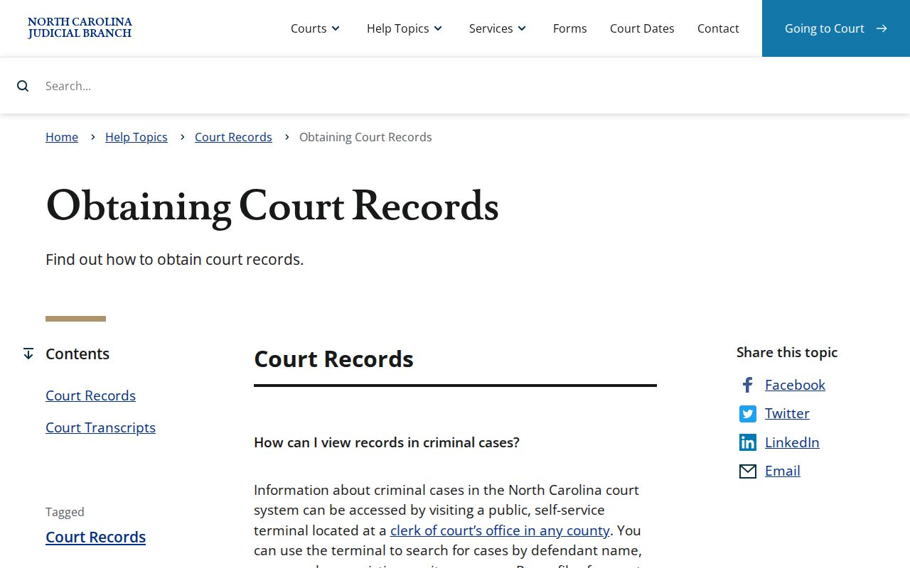 Tyrrell County court record access guidance for clerk-office terminals