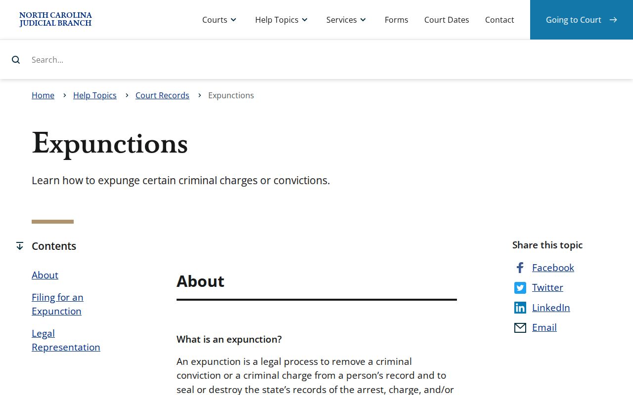 Tyrrell County criminal docket reference for North Carolina expunction information