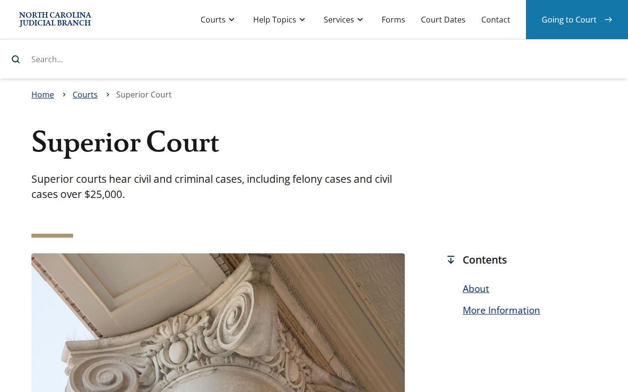 North Carolina Superior Court information relevant to Tyrrell County felony and civil dockets