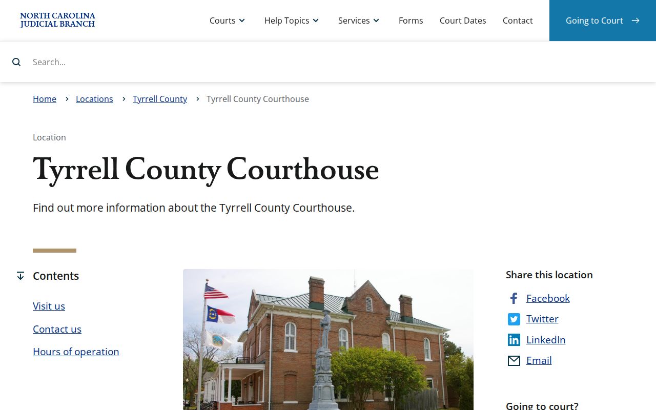 Tyrrell County Courthouse in Columbia, North Carolina