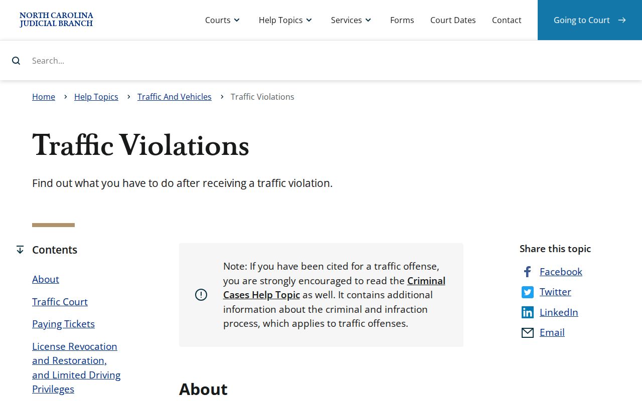 Tyrrell County traffic court record and citation guidance